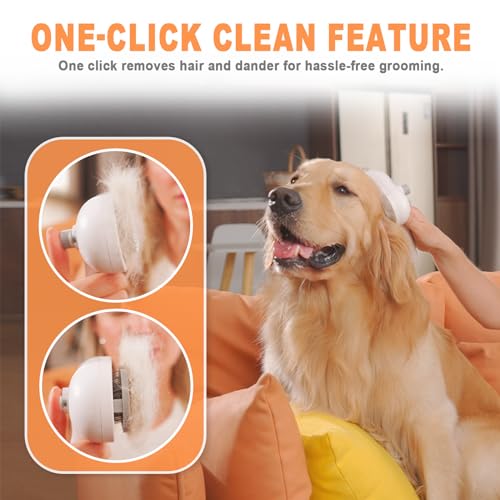 Cat Steam Brush for Cats & Dogs,3-in-1 Self Cleaning Pet Grooming Brush with One-Click Hair Release Button, Anti-Static De...