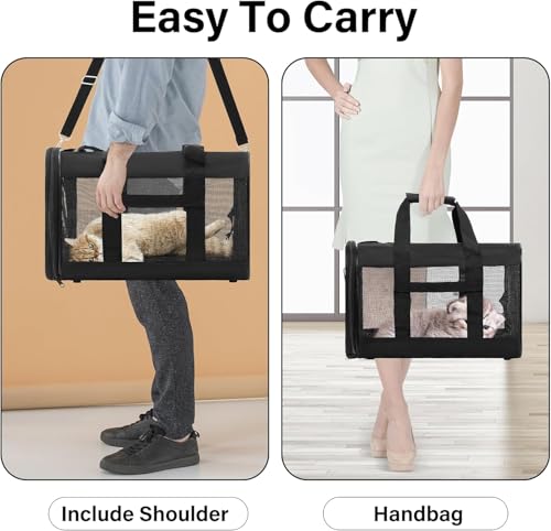 Simple Deluxe Airline-Approved Cat Carrier, 17" x 12" x 12", Soft-Sided Pet Carrier for Cats up to 17 lbs, Durable & Colla...