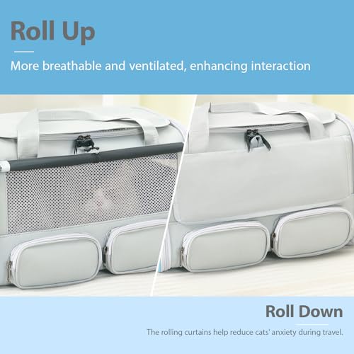 Cat, Dog Carrier for Pets up to 15 lbs, Soft-Sided Collapsible Pet Carrier with Upgraded Sturdy Base, Privacy Curtain and ...