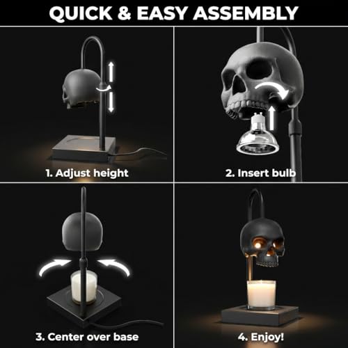 Nomnu Skull Candle Warmer Lamp with Timer & Dimmer *Candles NOT Included – Black Gothic Table Lamp Candle Warmer Adjustabl...
