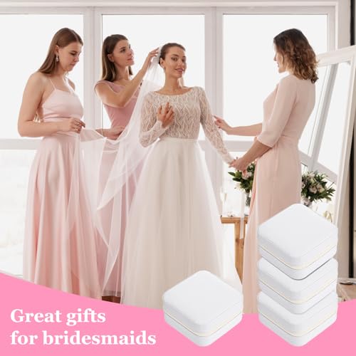 Meyeyaia 12pcs Mini Travel Jewelry Case,White Bridesmaids Proposal Small Jewelry Box Mini Jewelry Organizer,Small PU Leath...