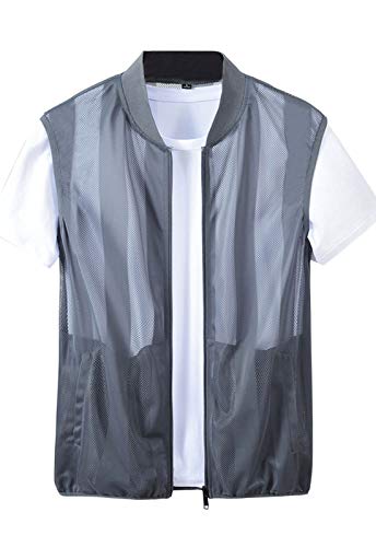 Flygo Men's Summer Casual Lightweight Breathable Mesh Cycling Travel Zip Vest