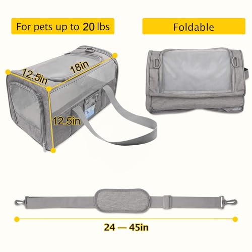 Refrze Cat Carrier for Large Cats 20 lbs, Medium Cat Under 25 lbs, Dog Carriers for Small Dogs, Soft Travel Pet Carrier fo...
