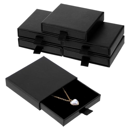 5 Pack Jewelry Gift Box, Sponge Fill Cardboard Jewelry Boxes Black Small Bracelet Gift Box for Women, Bracelet Necklace Ea...