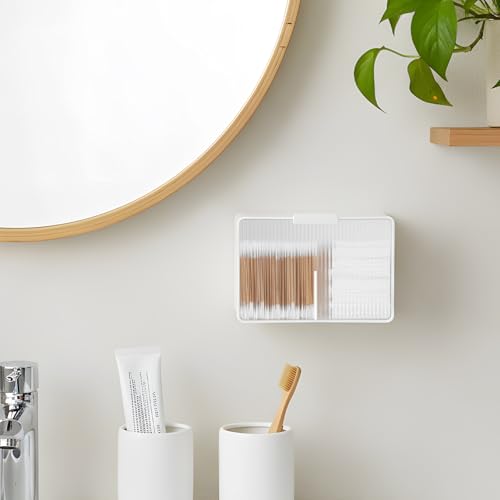 KIMERSE Qtip Holder, Wall Mount Qtip Holder Organizer for Bathroom Cotton Swabs, Balls, Cosmetic Cotton Pads, Dental Floss...