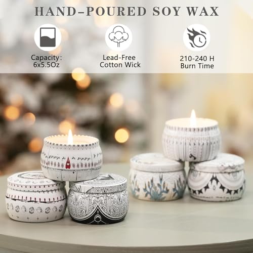 Candle Set for Women Gift, Scented Candles, 6 Pack Large Natural Soy Wax Candles in Tins, Stress Relief Gifts for Women, A...