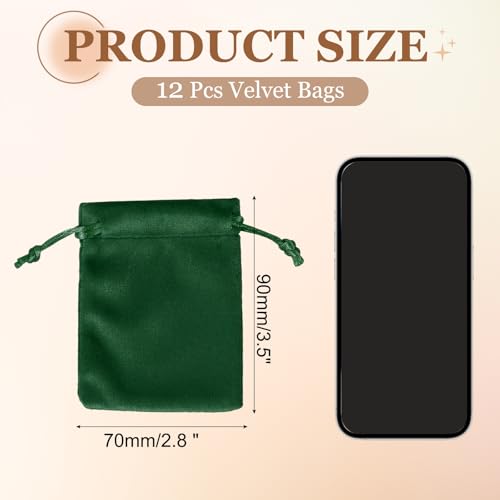 uxcell 12pcs Velvet Gift Bags, 2.8x3.5 Inch Small Jewelry Velvet Drawstrings Pouches Gift Bags for Wedding Favor Party Jew...
