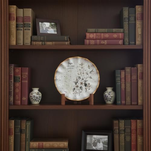 Wooden Plate Stands for Display, 7 Inch Plate Holders for Displaying, Rustic Folding Decorative Picture Frame Stand Easel ...