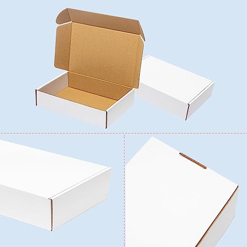 Wowxyz Shipping Boxes 9x6x2" 25 Pack - White Corrugated Cardboard Mailing Box for Small Business - Literature Mailer Packa...