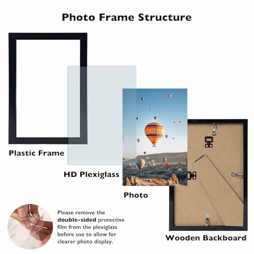 JCJMY 6x8 Picture Frame Black for Wall Hanging or Tabletop, Wall Mounting Horizontally or Vertically, 6 x 8 Wall Gallery P...