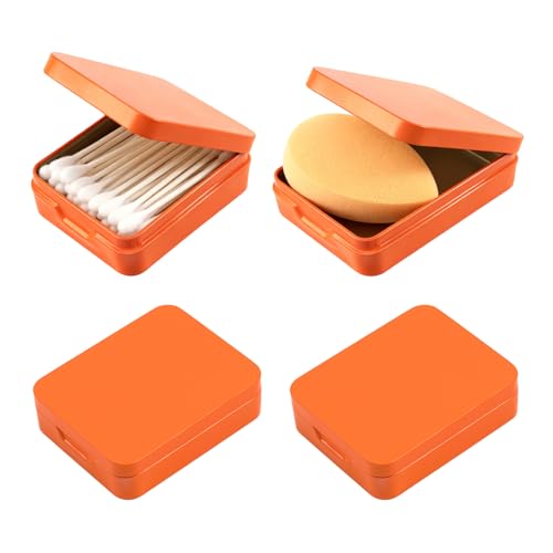NEETUE 4PCS Portable Travel Cotton Pad Holder & Small Makeup Sponge Storage Box, Bathroom Vanity Canisters Organizer for F...
