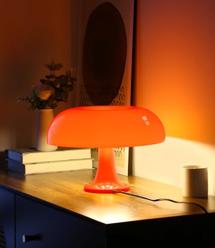 Anykonio Orange Mushroom Lamp, Mid Century Modern Table Lamp for Bedroom, Minimalist Mushroom Decor Bedside Small Lamps, 2...