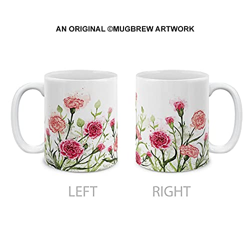 MUGBREW 11 OZ Coffee Mug Flowers Plants Garden Variety Designs, Carnations Flowers