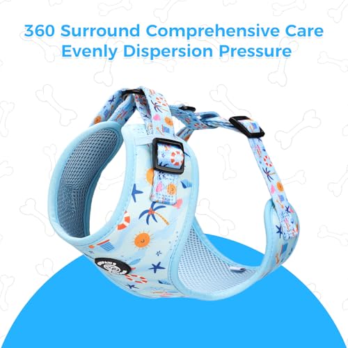 Dog Harness and Leash Collar Set with Dog Poop Bag Holder and Bandanas, Escape Proof Adjustable Puppy Cat Vest with Soft M...