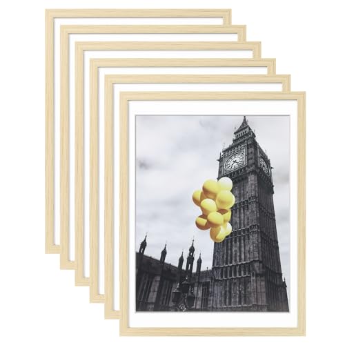 BSRHOME Picture Frame, Set of 6 12x16 Natural Wood, Poster Frame with Plexiglass, Tabletop & Wall Mount, Ideal Gift for An...