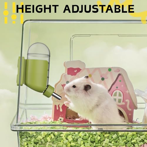 Hamster Water Bottle with Magnetic Holder, Freestanding Water Bottle for Glass Tanks, Suitable for Syrian Dwarf Hamsters G...