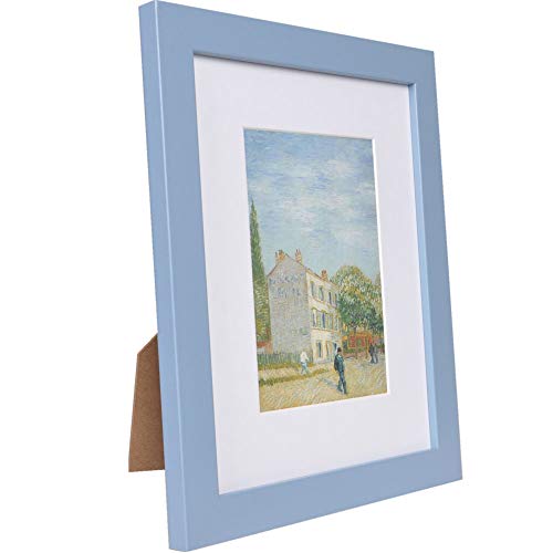 Muzilife 8x10 Wood Picture Frame with Real Glass Cover, Blue Photo Frame Display Pictures 5x7 with Mat or 8x10 Without Ma...