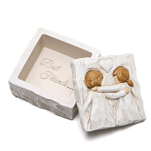 Hodao Friendship Jewelry Keepsake Box Sculpted Hand-Painted Keepsake Box Anniversary Memory Boxes, Decorative Boxes For Ho...