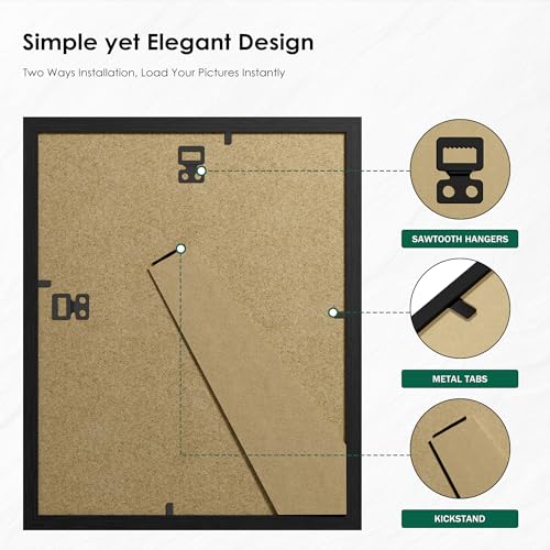 PEALSN 8x10 Picture Frame Set of 6, Black Picture Frames with HD Plexiglass,Wall Gallery Photo Frames for Wall Mounting or...