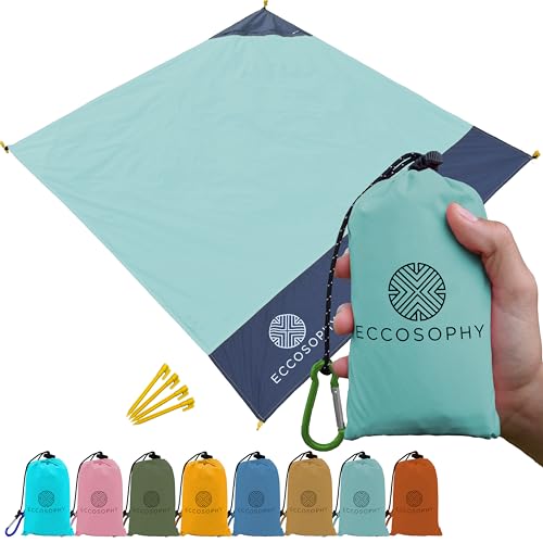 ECCOSOPHY Sand Proof Beach Blanket - Waterproof Picnic Blanket 60x55 Outdoor Compact Pocket Blanket Lightweight Ground Cov...