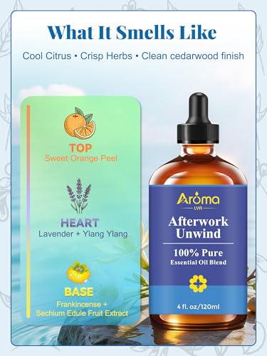 Afterwork Unwind — A 100% Pure Essential Oil Blend Bright Citrus-Floral Diffuser Blend that Helps You Switch Off The Noise...