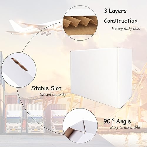 Livejun 8x6x3 inch Shipping Boxes Set of 25,White Corrugated Cardboard Box for Mailing Literature Mailer Small Business Pa...