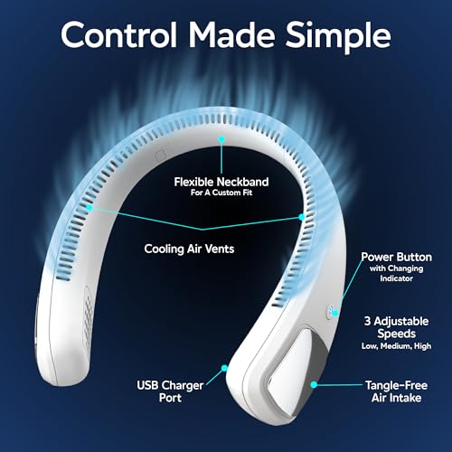 Arctic Air Freedom Personal Air Cooler - Portable 3-Speed Neck Fan, Hands-Free Wearable Design, Lightweight, Cordless And ...