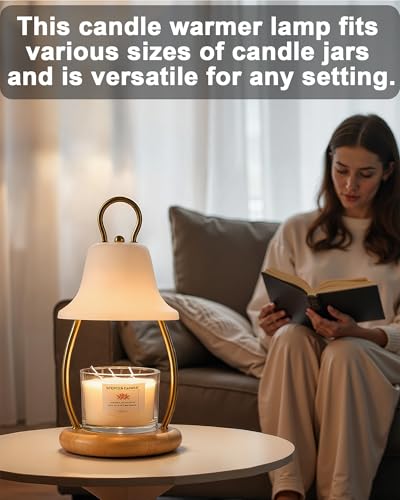 HONGZZI Candle Warmer Lamp with Timer & Dimmer - Electric Candle Light Warmer for Jar Candles, Adjustable Brightness, 2 Re...