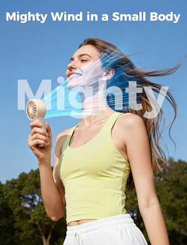 Aecooly Mighty Portable Fan, Powerful Handheld Fan, USB Rechargeable [10H Max Cooling Time], Mini Personal Battery Powere...