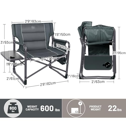 Timber Ridge XXL Upgraded Oversized Directors Chairs with Foldable Side Table, Detachable Side Pocket, Heavy Duty Folding ...