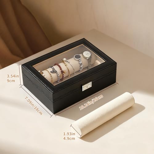 Thesurfpait Bracelet Display Holder for Bangles Watches, Bangle Box with Clear Lid Jewelry Organizers Storage Case, Bracel...