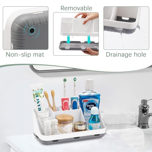 GFWARE Toothbrush Holders for Bathrooms Countertop Organizer - Kids Electric Toothbrush and Toothpaste Holder Detachable 7...