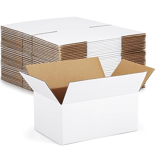 Eupako 9x6x4-Small-Shipping-Boxes-30-Pack-White-Corrugated-Box-Mailers, Cardboard Boxes for Packaging Small Business, Mailing