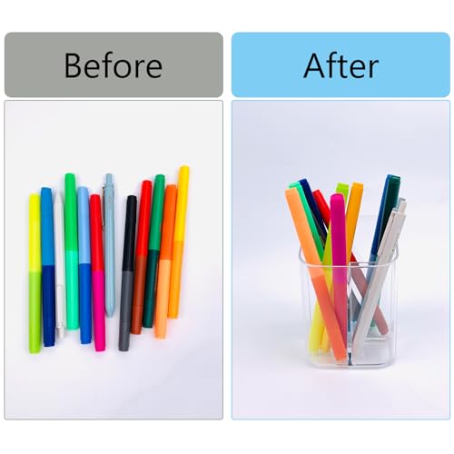 Newkita Acrylic Clear 3 Slots Pencil Pen Holder for Desk, Desktop Makeup Brush Storage Organizer Pen Cup Stand for Office ...
