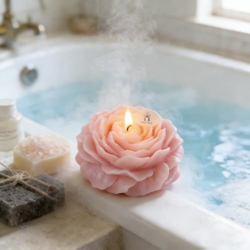 Aromatic Peony-Shaped Candle Ornament for Living Room and Bedroom, Simple Decoration (Bluebell)