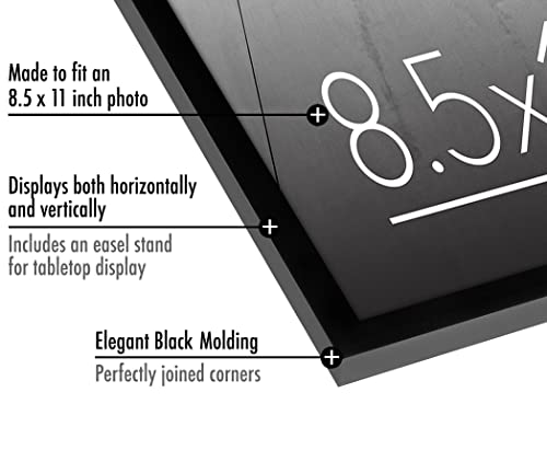 Americanflat 8.5x11 Picture Frame with Shatter-Resistant Glass - Set of 2 - Streamline Collection - Thin Border Photo Fram...