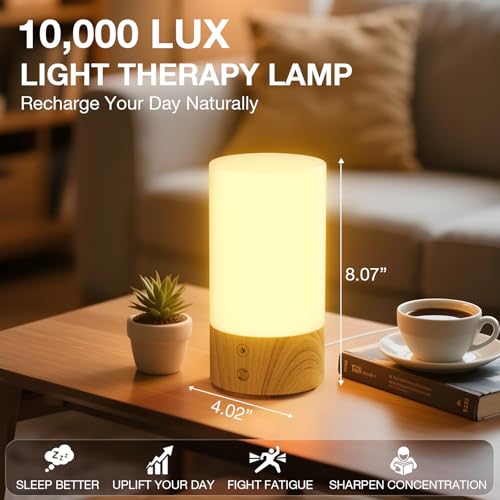 Bakzon Light Therapy Lamp 10000 Lux, UV-Free Sun Lamp with 4 Brightness Levels & 3 Color Temperatures, Full Spectrum Dayli...
