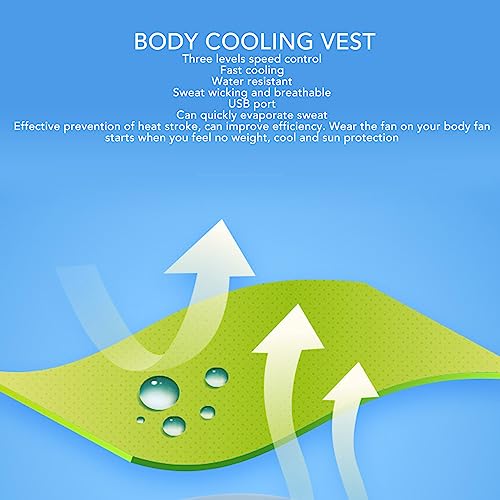LiebeWH Body Cooling Vest Polyester Cooling Jacket 3 Speed Mode Air Conditioned Clothes with 2 Fans for Hot Weather Work