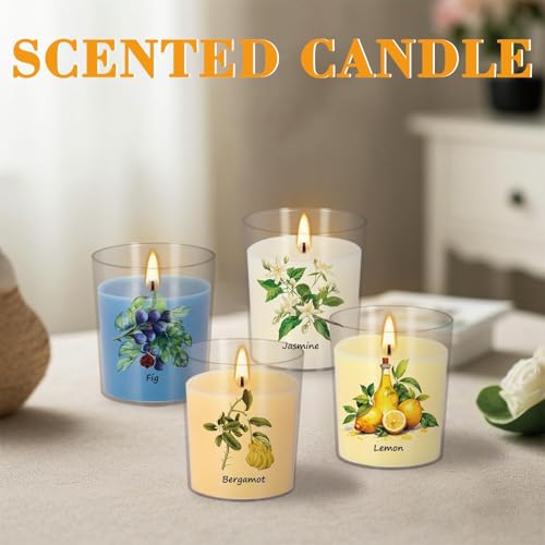 Aromatherapy Candles Set - 24 Pack Scented Candles with 12 Natural Fragrances, Votive Candles in Clear Plastic Jars for Ho...
