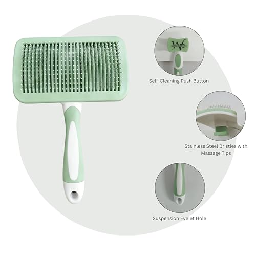 2PCS Self-Cleaning Deshedding Dog & Cat Brush – Skin-Friendly Dog Brush For Shedding Grooming Tool for Dogs, Cats & Puppie...