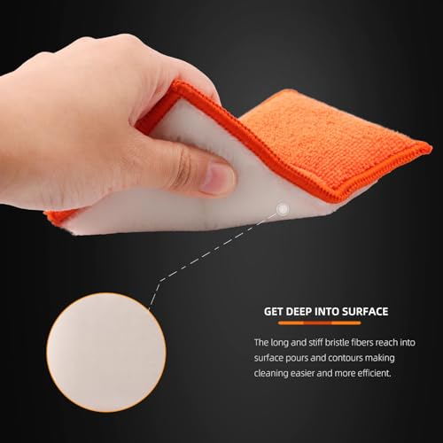 SPTA Car Interior Scrubbing Sponge, 8Pcs Scrub Ninja, Microfiber Car Wax Applicator, Car Wash Sponges for Car, Boat, Wood,...