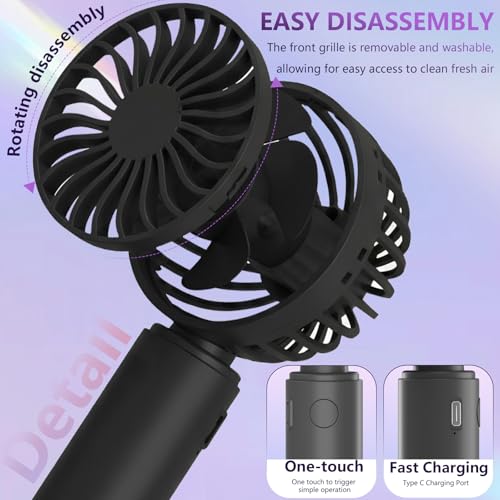 JODNO Mini Portable Handheld Fan 4-Pack, USB Rechargeable Battery Powered Small Personal Fan Desk Eyelash Fans with 3 Spee...