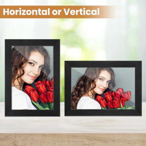 LBECUA 4x6 Picture Frame Set of 2, Wooden Picture Frames with HD Plexiglass Display Photo 4x6, Horizontal and Vertical for...