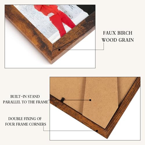 PHAREGE 5x7 Picture Frame Bulk Brown, Set of 18 MDF Wood Grain Frame for Display 5 by 7 Family Wedding Photos on Tabletop ...
