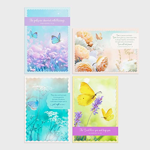 DaySpring - Anniversary Butterflies - 4 Floral Butterfly Designs Assortment with Scripture - 12 Anniversary Boxed Cards & ...