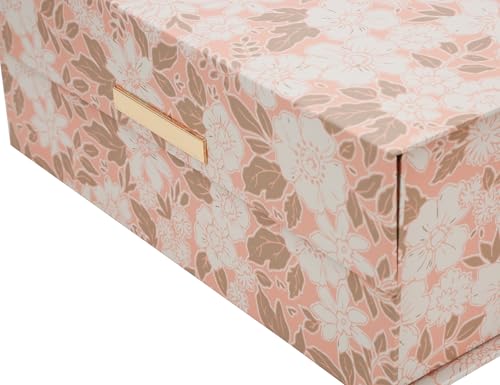 MIZFRUZZY 2-Piece Decorative Keepsake Storage Boxes with Lids, Soft Blush & Warm Neutral Floral, Cardboard Memory Boxes wi...
