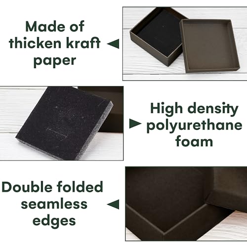 Dawhud Direct Small Jewelry Box - 6-Pack Cardboard Small Gift Boxes with Lids and Black Cushion - Ideal for Earrings, Brac...