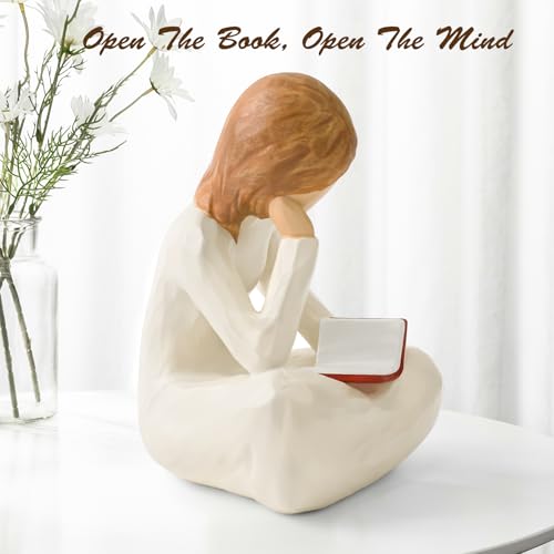 Cuayaes Reading Thinker Statue Book Lover Gifts for Women Readers, Graduates, Students, Teachers, Bookshelf Decor Aestheti...