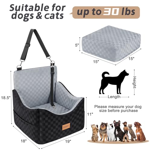 JOEJOY Elevated Dog Car Seat for Small/Medium Dogs up to 35 lbs, Memory Foam Booster Seat with Detachable Washable Cover, ...