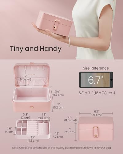 SONGMICS Jewelry Organizer Box, Travel Jewelry Case, 2-Layer Travel Case for Earrings, Necklaces, Bracelets - Portable Jew...